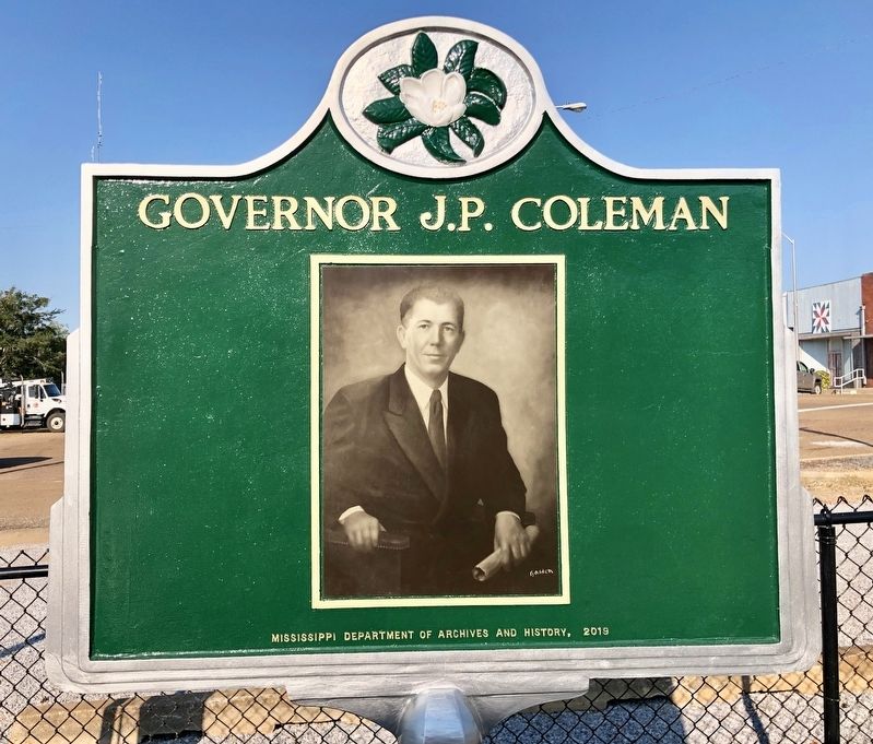 Governor J.P. Coleman Marker (reverse) image. Click for full size.