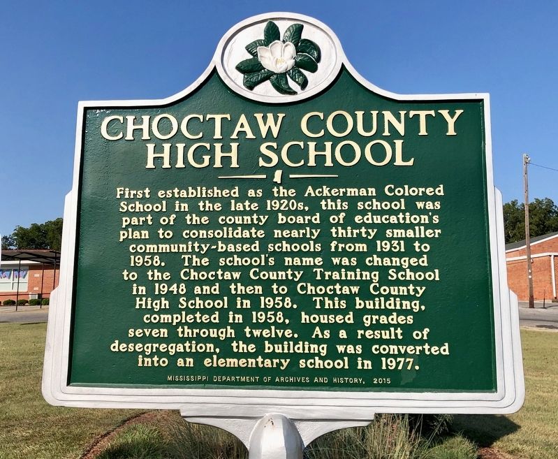 Choctaw County High School Marker image. Click for full size.