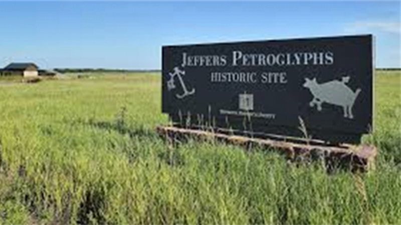 Jeffers Petroglyphs Historic Site Sign. Click for full size. Jeffers Petroglyphs Historic Site Sign image. Click for full size.