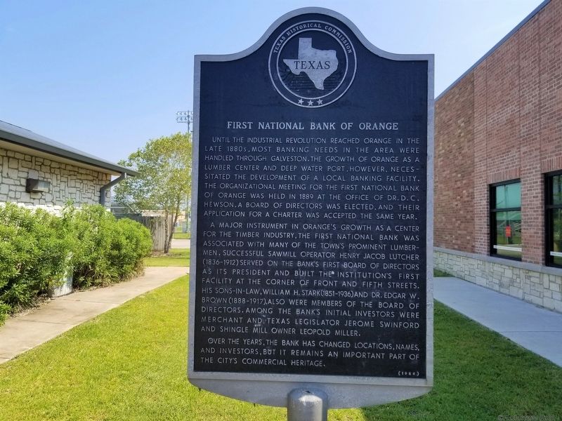 First National Bank of Orange Marker image. Click for full size.