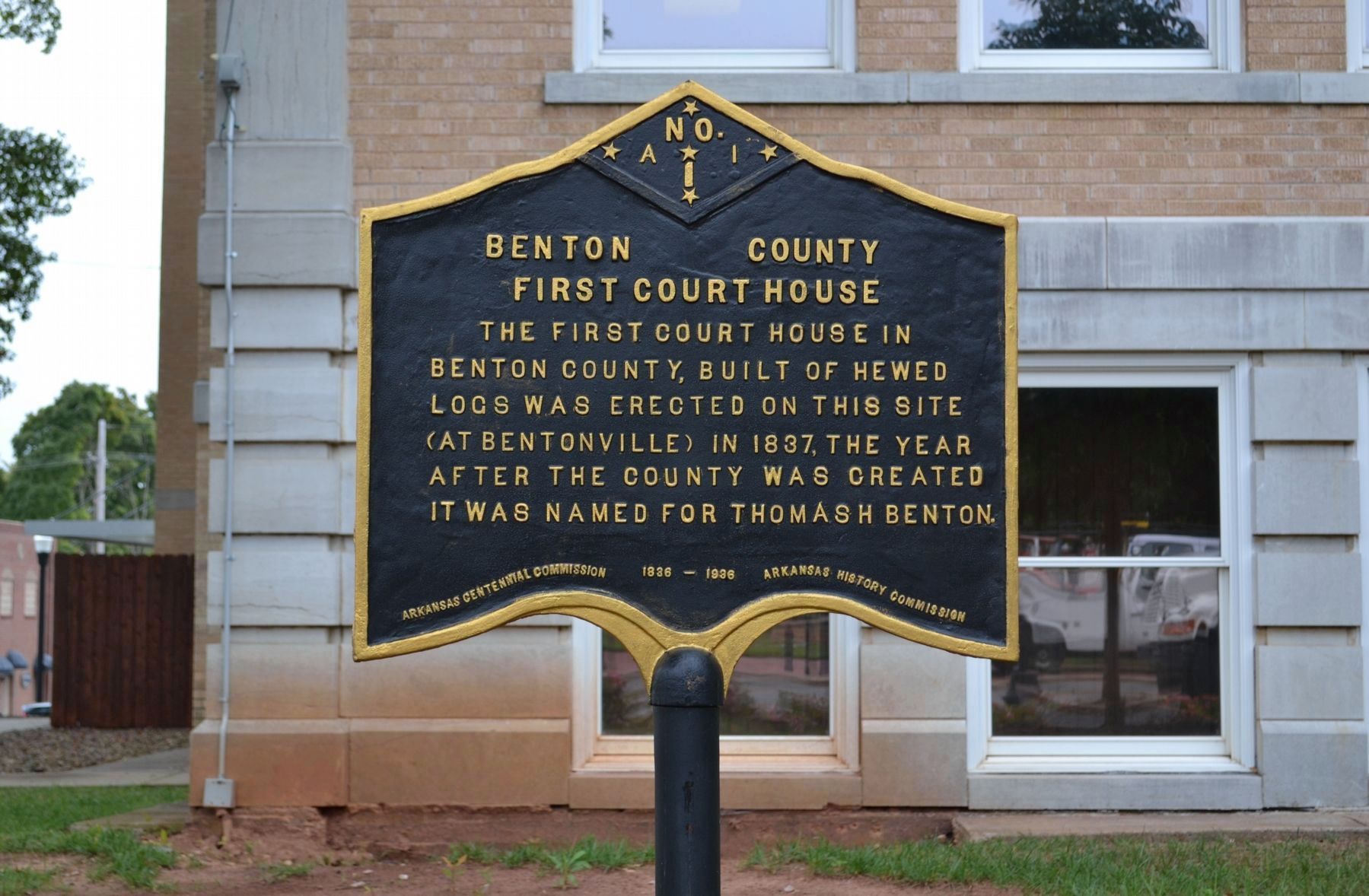 Benton County First Court House Marker image. Click for full size.