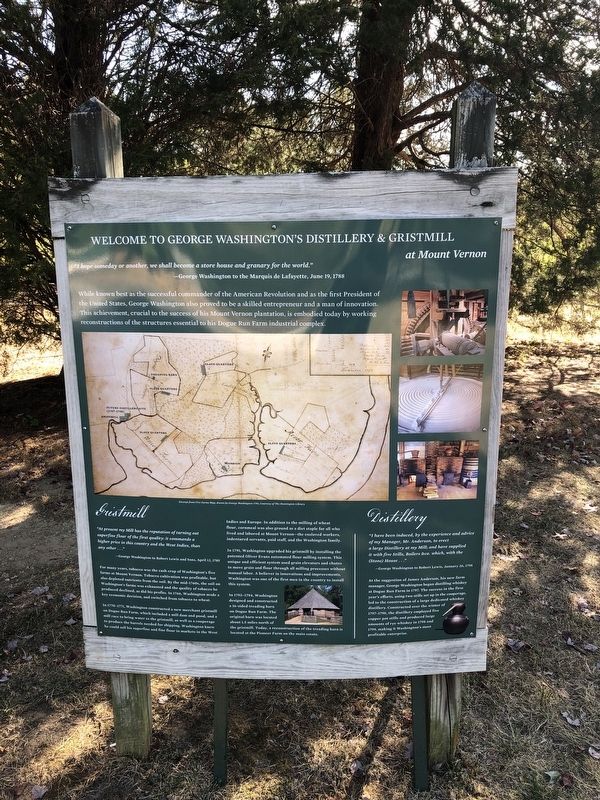 Welcome to George Washington's Distillery & Gristmill at Mount Vernon Marker image. Click for full size.