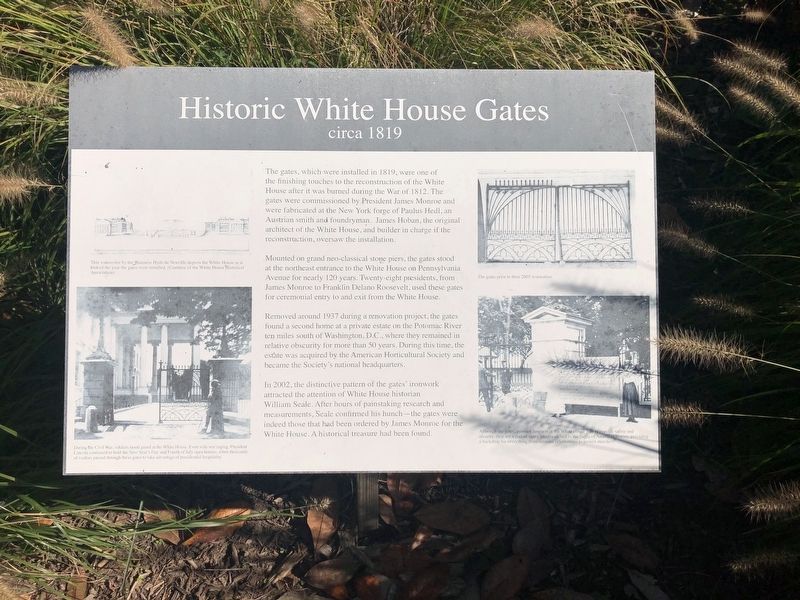 Historic White House Gates Marker image. Click for full size.