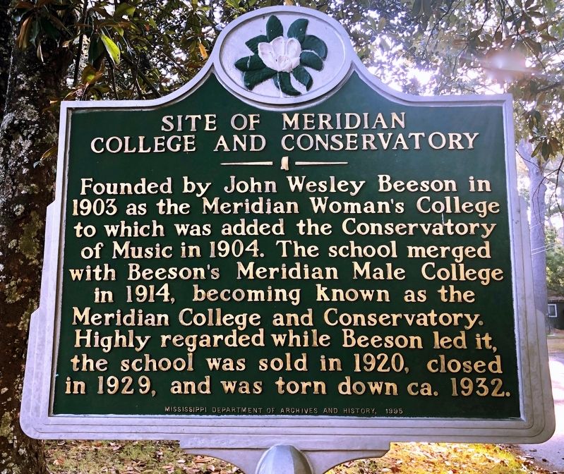 Site of Meridian College and Conservatory Marker image. Click for full size.