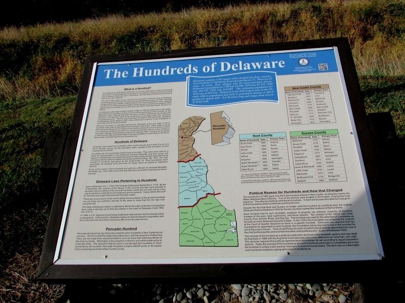 The Hundreds of Delaware Marker image. Click for full size.
