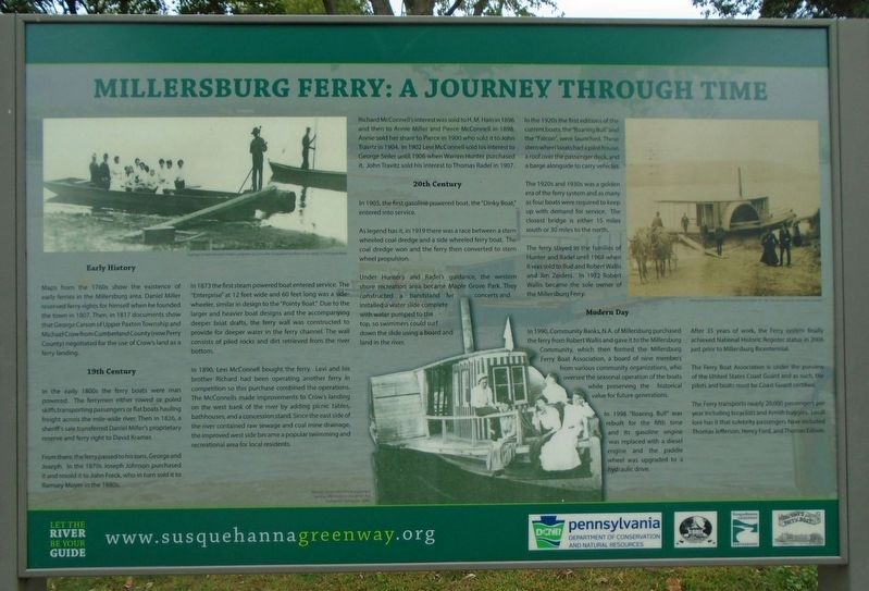 Millersburg Ferry: A Journey Through Time Marker. Click for full size. Millersburg Ferry: A Journey Through Time Marker image. Click for full size.