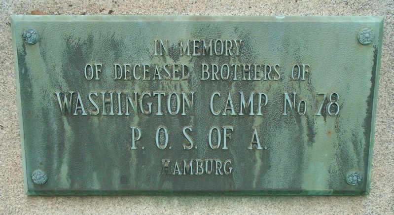 Hamburg Washington Camp No 78, Patriotic Order Sons of America Memorial image. Click for full size.