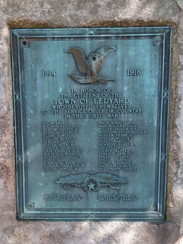 Ledyard World War I Monument. Click for full size. Ledyard World War I Monument image. Click for full size.
