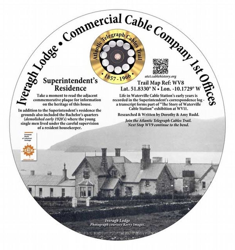 Iveragh Lodge Commercial Cable Company 1st Offices Marker. Click for full size. Iveragh Lodge Commercial Cable Company 1st Offices Marker image. Click for full size.