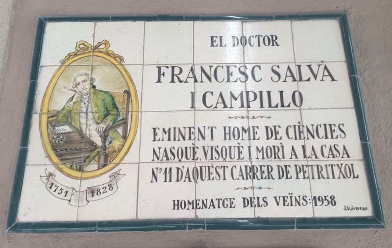 Francesc Salva i Campillo Marker. Click for full size. Francesc Salva i Campillo Marker image. Click for full size.