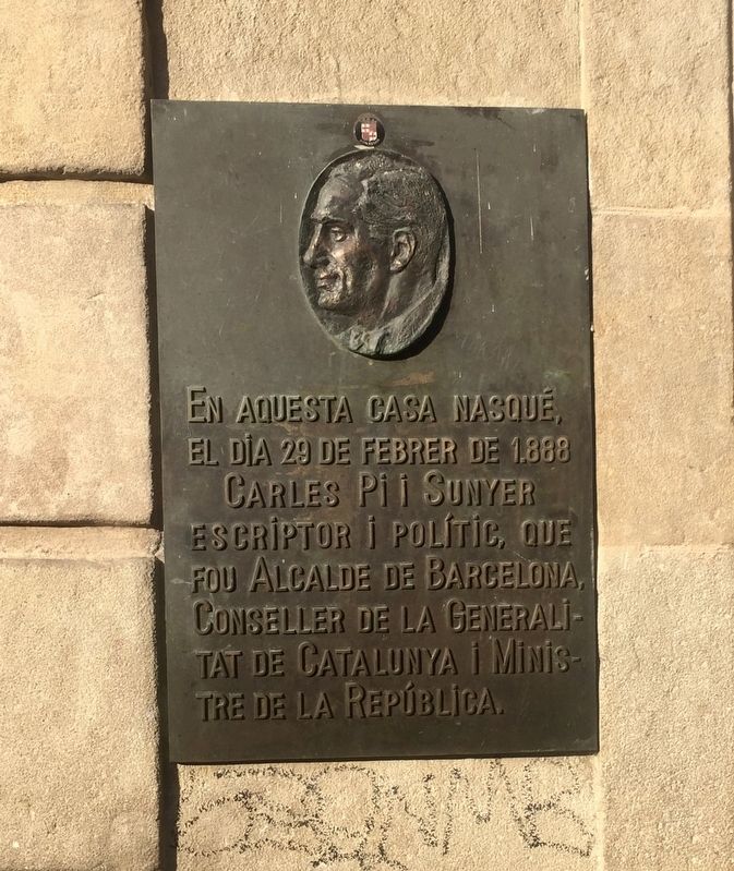 Carles Pi i Sunyer Marker. Click for full size. Carles Pi i Sunyer Marker image. Click for full size.