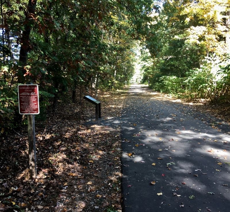 Marker is on the west side of the Farmington Canal Heritage Trail.. Click for full size. Marker is on the west side of the Farmington Canal Heritage Trail. image. Click for full size.