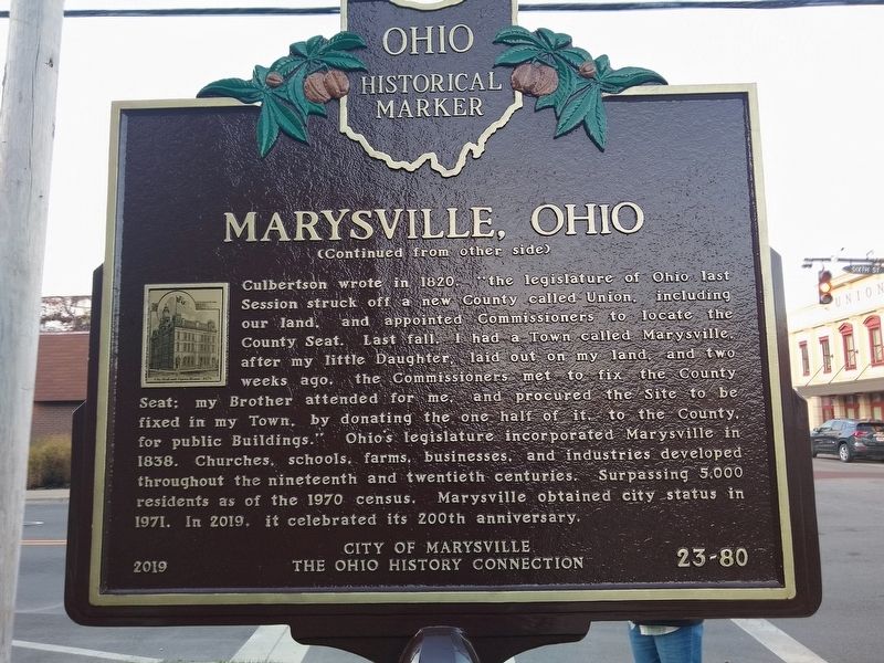 Marysville, Ohio Marker image. Click for full size.
