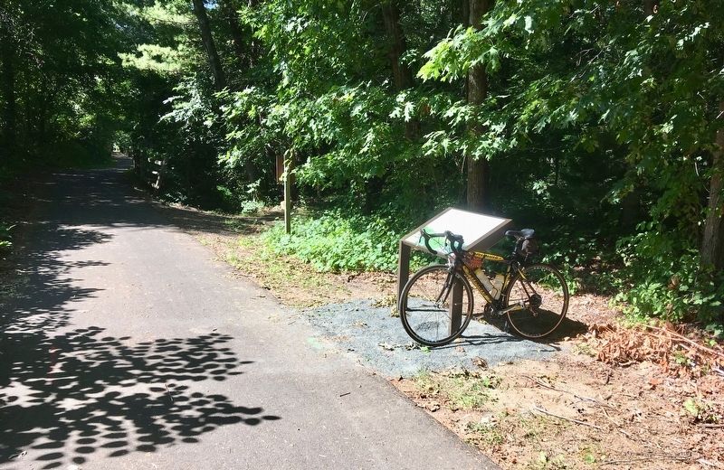 Marker is on the west side of the Farmington Canal Heritage Trail.. Click for full size. Marker is on the west side of the Farmington Canal Heritage Trail. image. Click for full size.