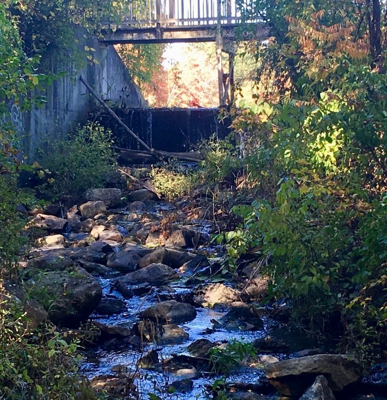 Munnisunk Brook flowing over the Lake Basile Dam. Click for full size. Munnisunk Brook flowing over the Lake Basile Dam image. Click for full size.