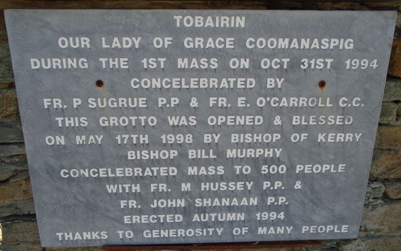 Our Lady of Grace Grotto at Tobairin Holy Well Marker image. Click for full size.