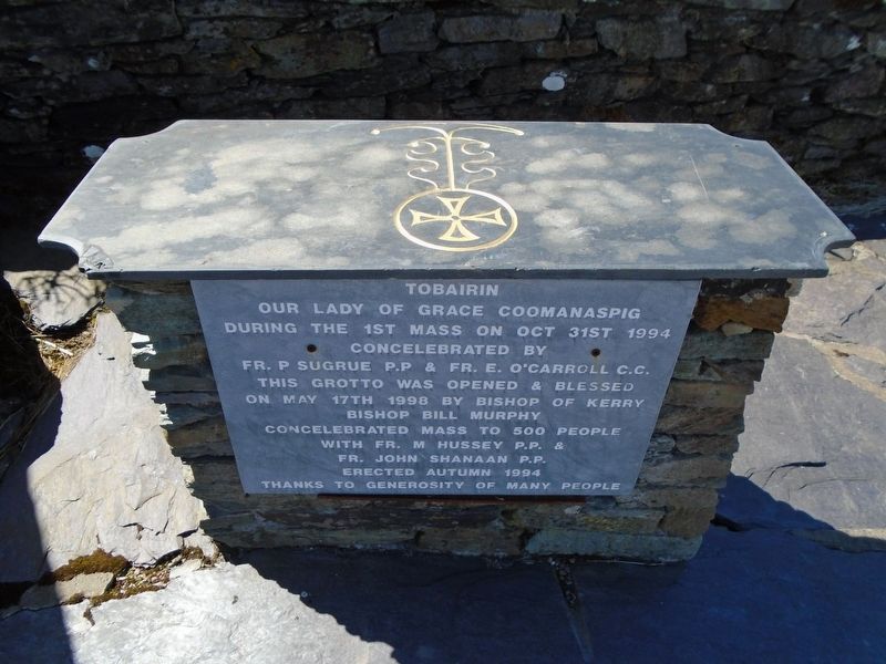 Our Lady of Grace Grotto at Tobairin Holy Well Altar and Marker. Click for full size. Our Lady of Grace Grotto at Tobairin Holy Well Altar and Marker image. Click for full size.