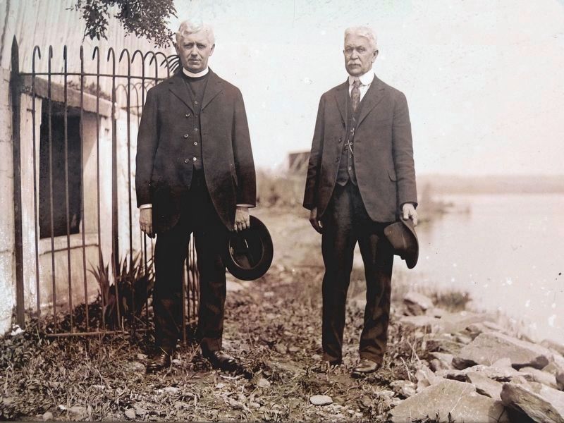 Fred Woodward (on the right) and an unknown clergyman image. Click for full size.