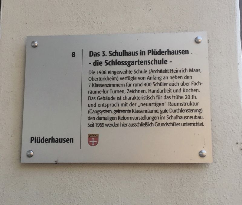 The Third School in Plderhausen / Das 3. Schulhaus in Plderhausen Marker image. Click for full size.