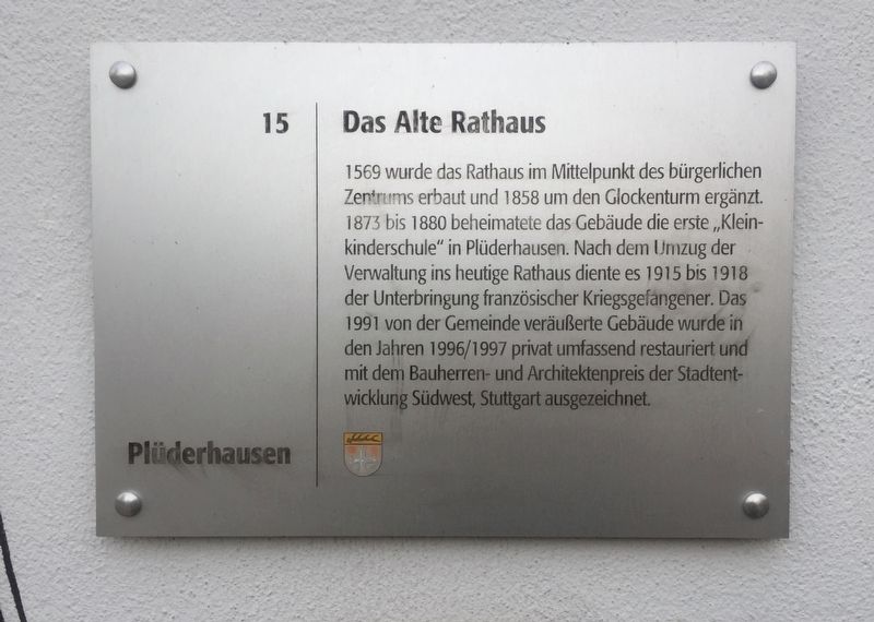 Das Alte Rathaus / Old City Hall Marker image. Click for full size.