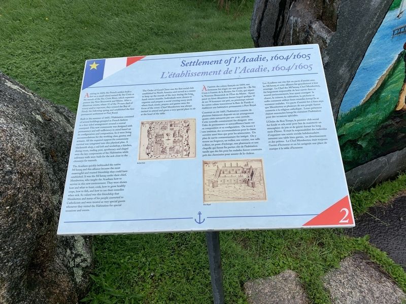 Settlement of l’Acadie 1604/1605 Marker. Click for full size. Settlement of l’Acadie 1604/1605 Marker image. Click for full size.