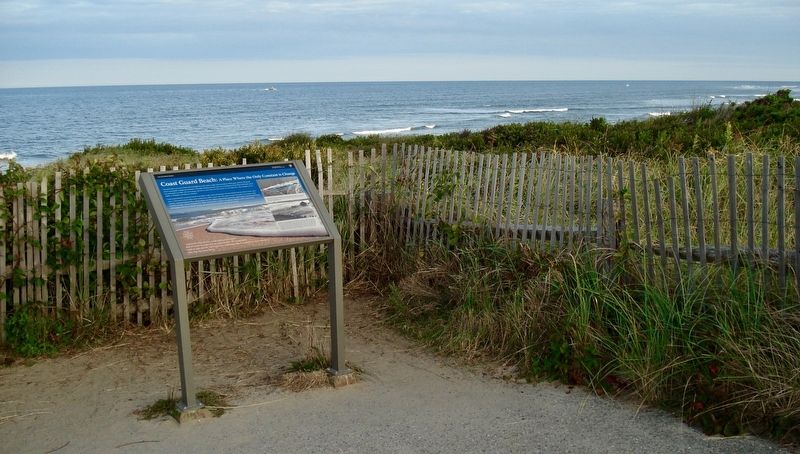 The marker is between the Atlantic Ocean and former Nauset Coast Guard Station. image. Click for full size.