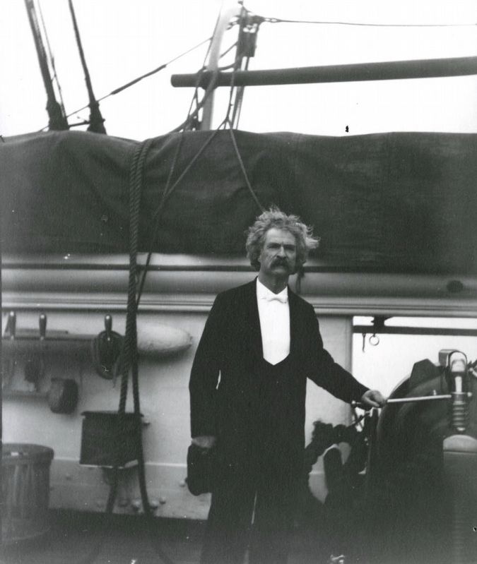 <i>Mark Twain aboard the U. S. S. Mohican, Seattle, Washington</i> image. Click for full size.
