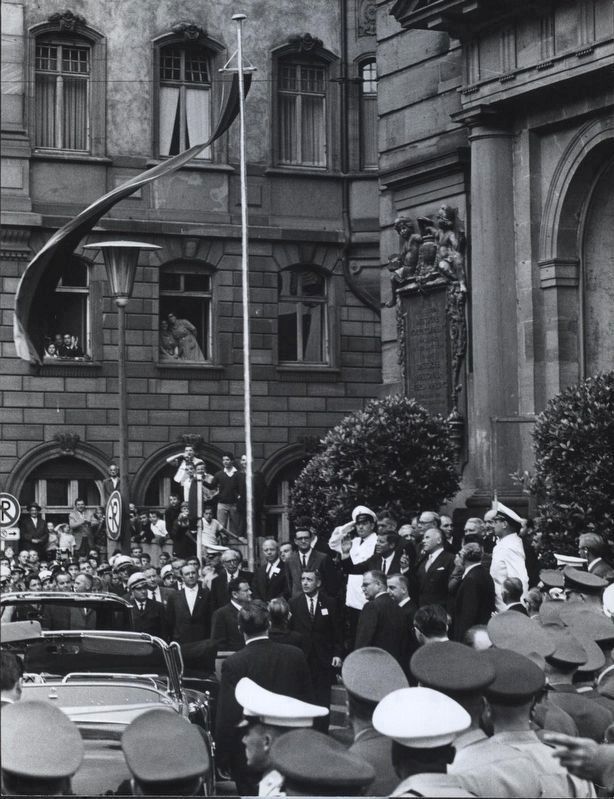 <i>President Kennedy Responds To Cheers From The Crowd As He Leaves...Paulskirche in Frankfurt</i> image. Click for full size.