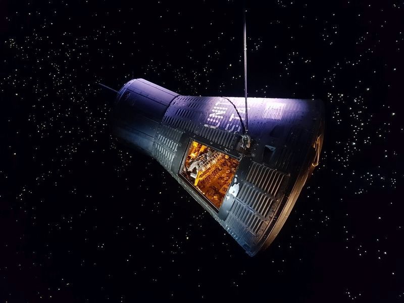 The Mercury Faith 7 (MA-9) capsule at NASA Johnson Space Center image. Click for full size.