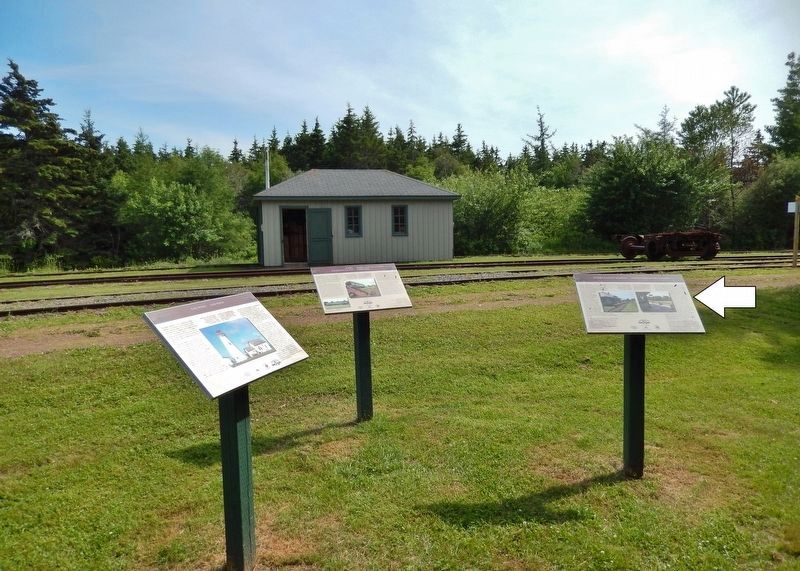 Elmira Railway Museum Marker � <i>wide view looking south<br>(Confederation Trail in background)</i> image. Click for full size.