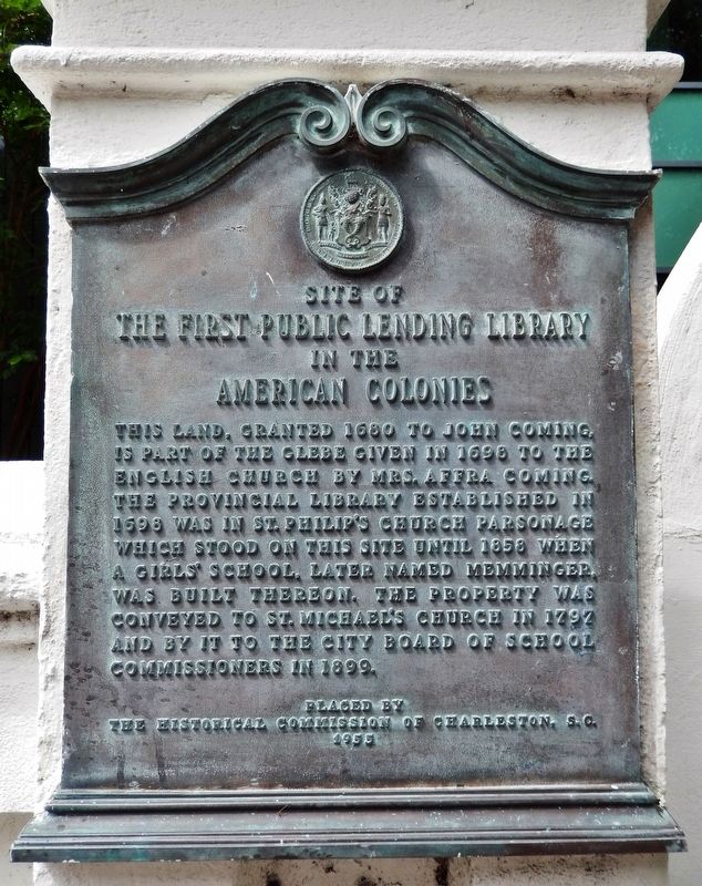 Site of the First Public Lending Library in the United States Marker image. Click for full size.