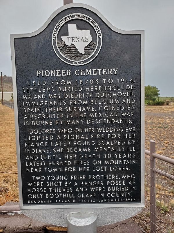 Pioneer Cemetery Marker. Click for full size. Pioneer Cemetery Marker image. Click for full size.