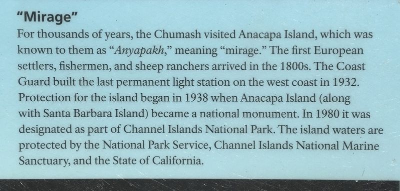 Anacapa Island Marker. Click for full size. Anacapa Island Marker image. Click for full size.