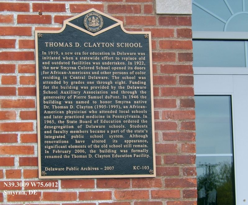 Thomas D. Clayton School Marker image. Click for full size.