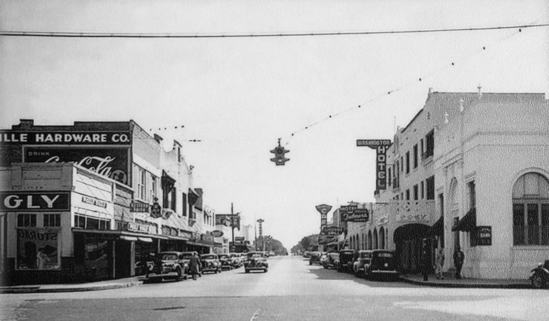 Marker detail: Downtown Titusville (<i>undated  circa 1940s</i>) image. Click for full size.