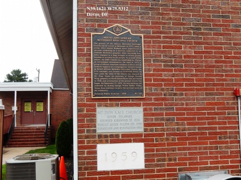 Mount Zion African Methodist Episcopal Church Marker image. Click for full size.