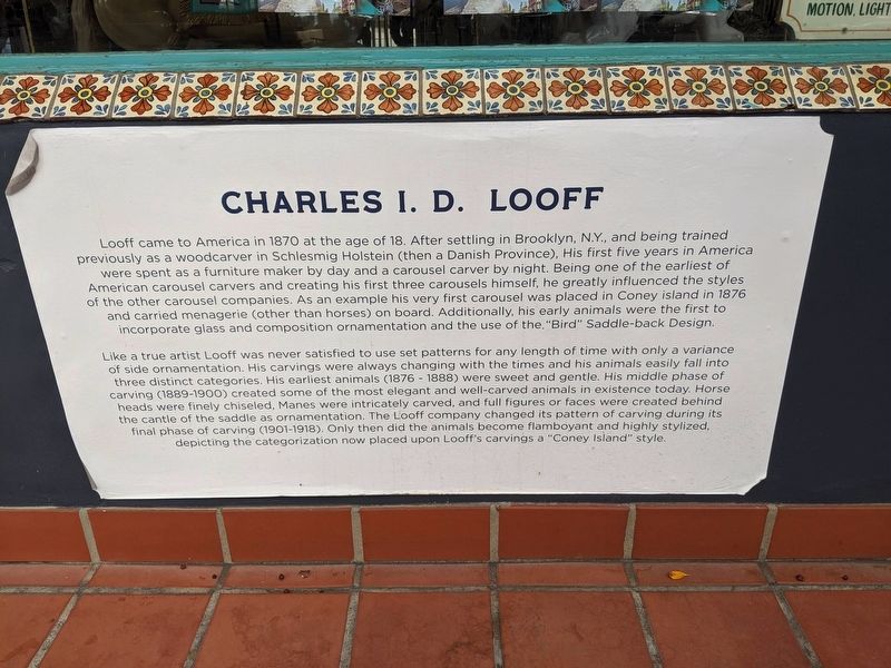 Charles I.D. Looff Marker image. Click for full size.