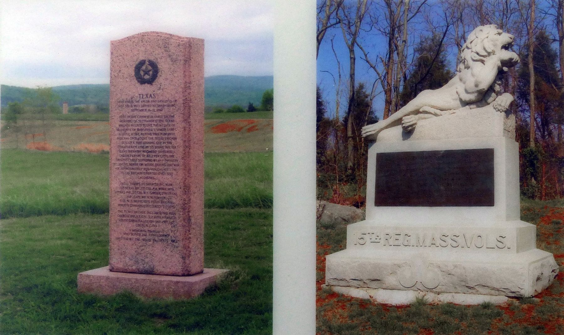 Texas Monument and Massachusetts Infantry Monument image. Click for full size.