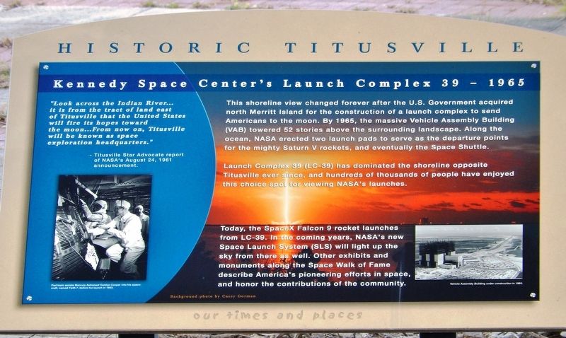 Kennedy Space Center's Launch Complex 39 - 1965 Marker. Click for full size. Kennedy Space Center's Launch Complex 39 - 1965 Marker image. Click for full size.