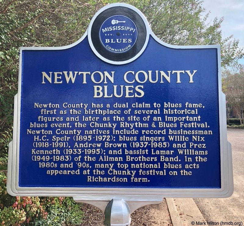 Newton County Blues Marker (front) image. Click for full size.