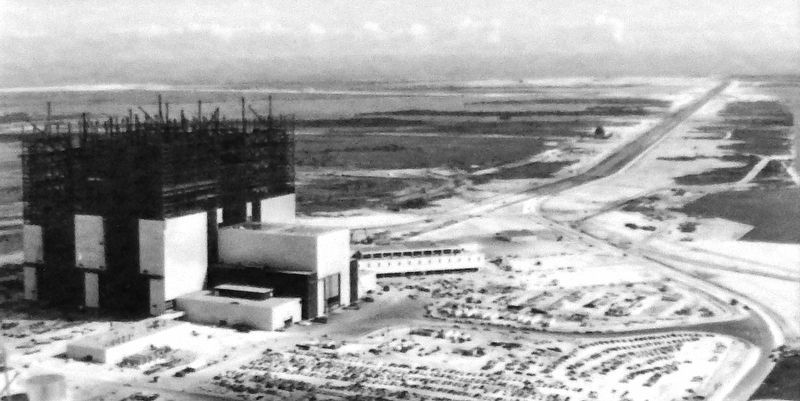 Marker detail: Vehicle Assembly Building<br>under construction in 1965 image. Click for full size.