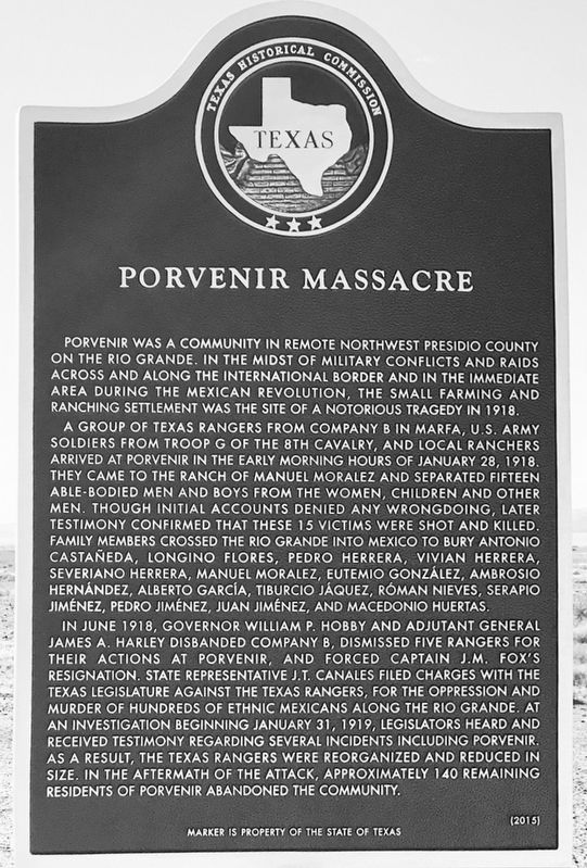 Porvenir Massacre Marker image. Click for full size.