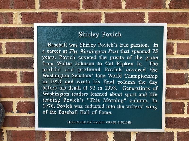 Shirley Povich Marker image. Click for full size.