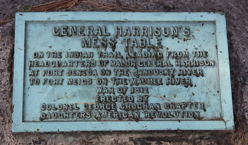 General Harrison's Mess Table Marker image. Click for full size.