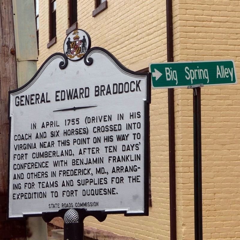 Big Spring Alley (Alley 15)<br>& the General Edward Braddock marker image. Click for full size.