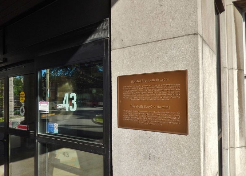 Élisabeth Bruyère Hospital Marker (<i>tall view</i>). Click for full size. Élisabeth Bruyère Hospital Marker (<i>tall view</i>) image. Click for full size.