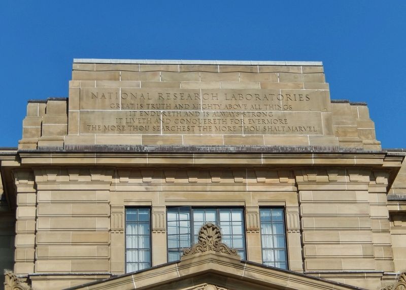 National Research Council Canada<br>(<i>inscription over front entrance</i>). Click for full size. National Research Council Canada<br>(<i>inscription over front entrance</i>) image. Click for full size.