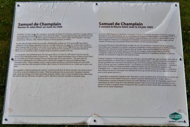 Samuel de Champlain Marker. Click for full size. Samuel de Champlain Marker image. Click for full size.