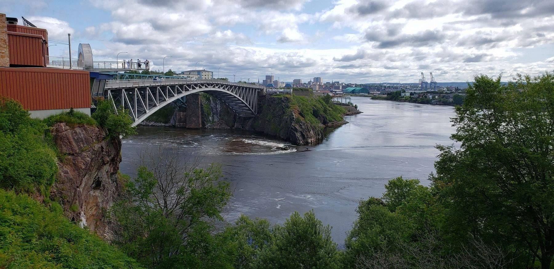 Reversing Falls, Saint John River (<i>Saint John, New Brunswick in distant background</i>) image. Click for full size.