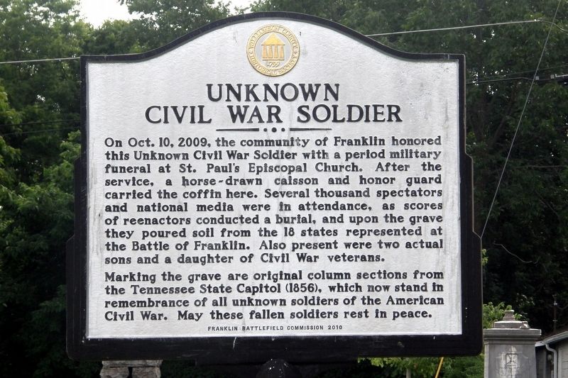 Unknown Civil War Soldier Marker (back). Click for full size. Unknown Civil War Soldier Marker (back) image. Click for full size.